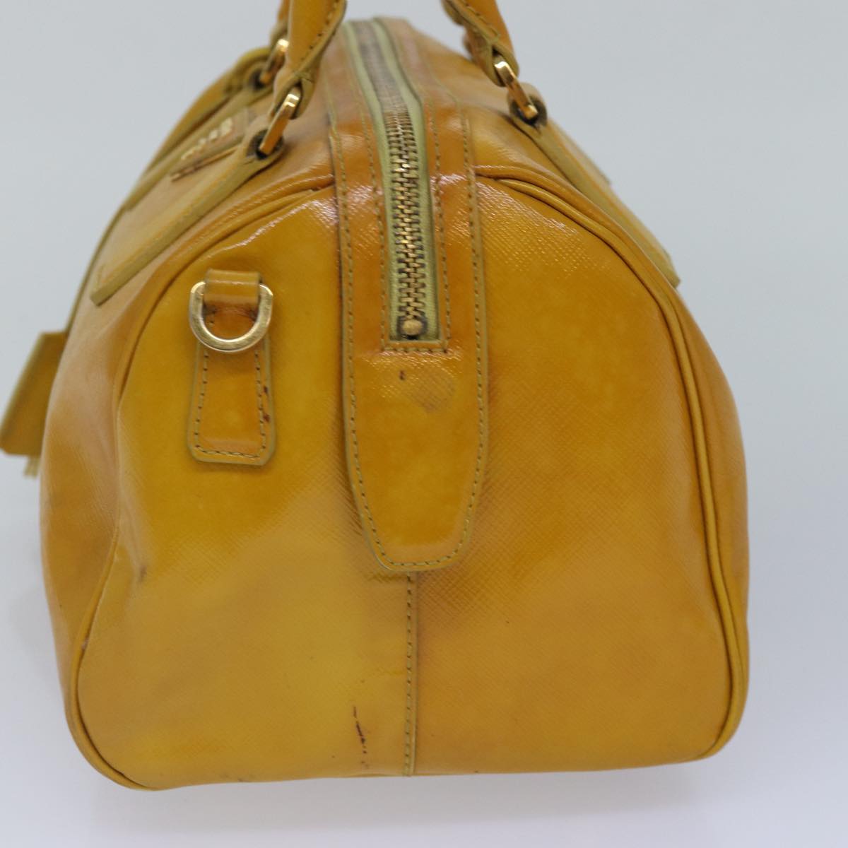 PRADA Hand Bag Safiano leather 2way Yellow Gold Auth