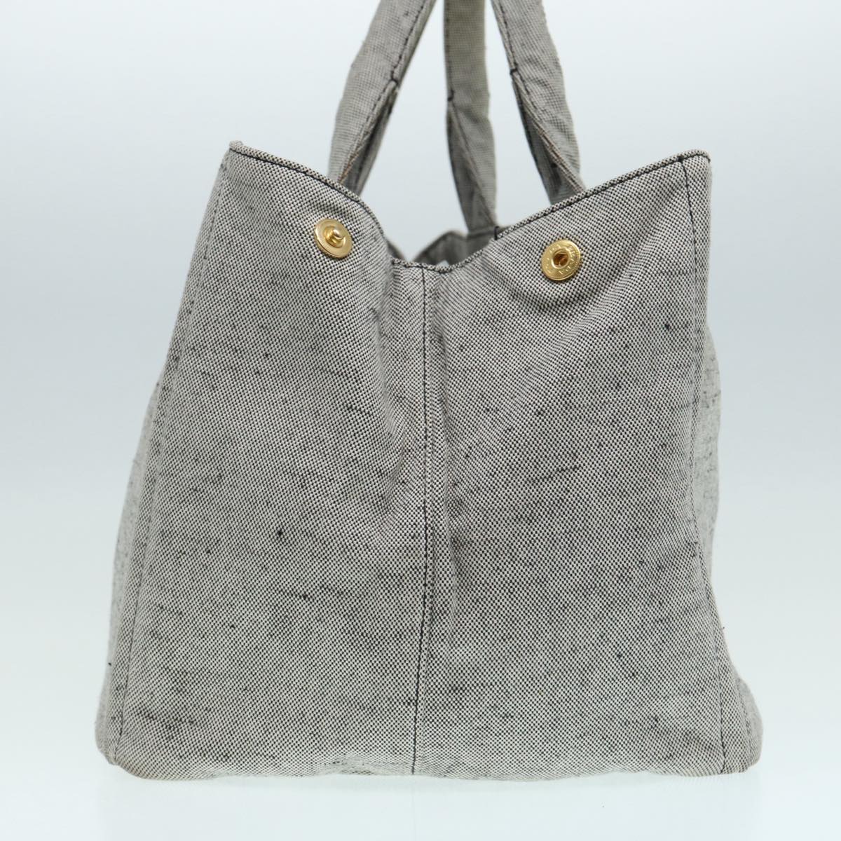 PRADA Canapa GM Hand Bag Canvas Gray Gold Auth