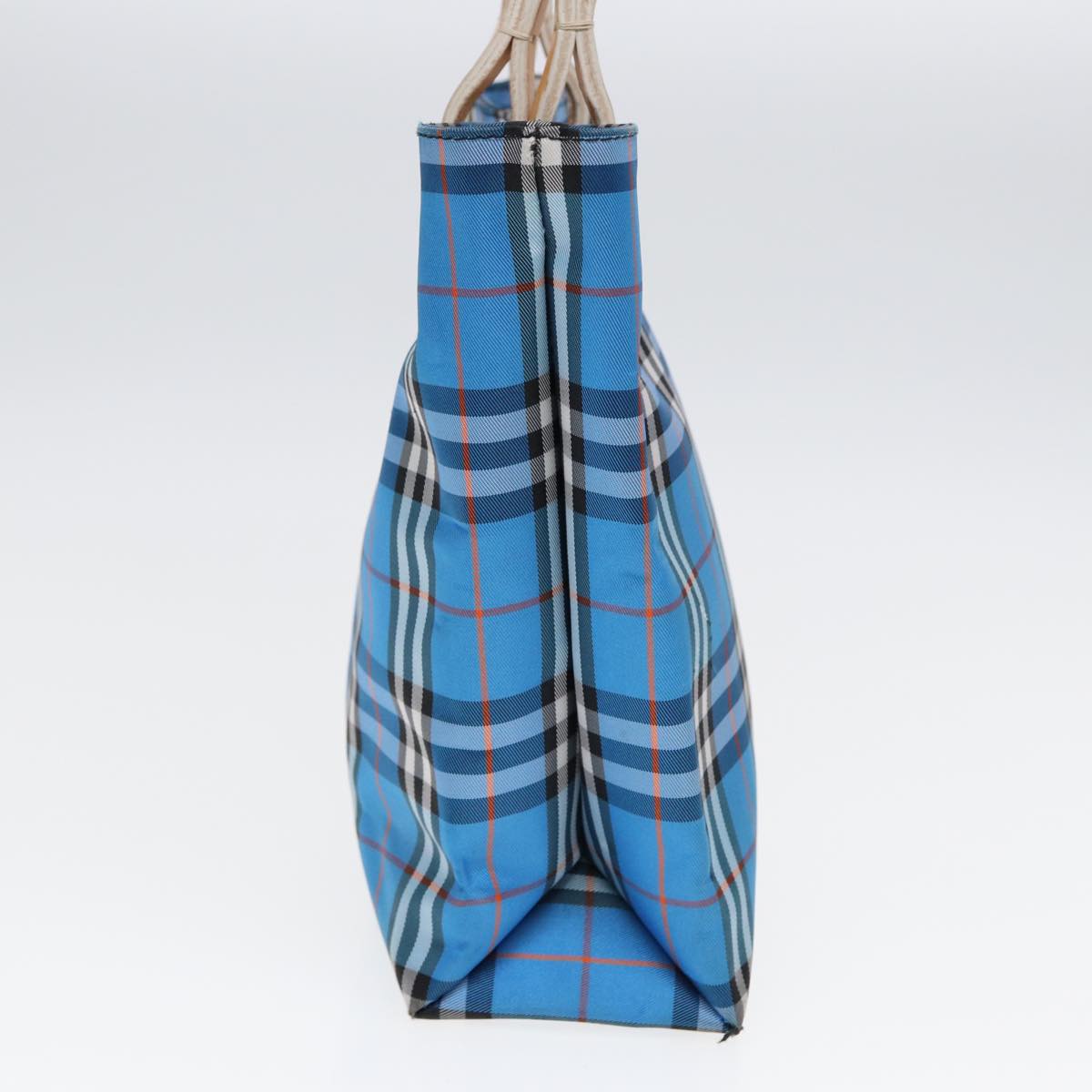 Burberry Nova Check Tote Bag Nylon Blue Silver Auth 87633