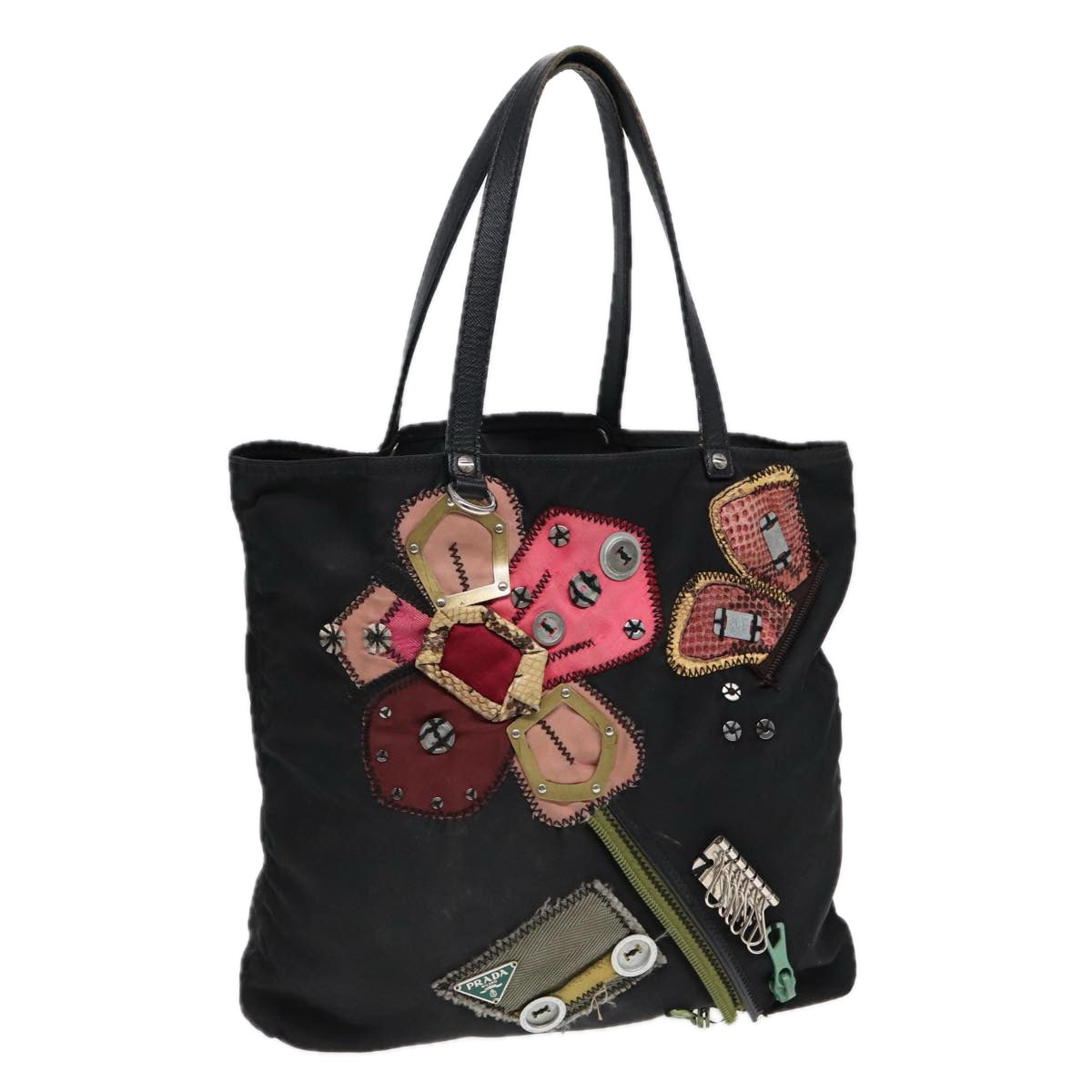 PRADA Robot Tote Bag Nylon Black Auth
