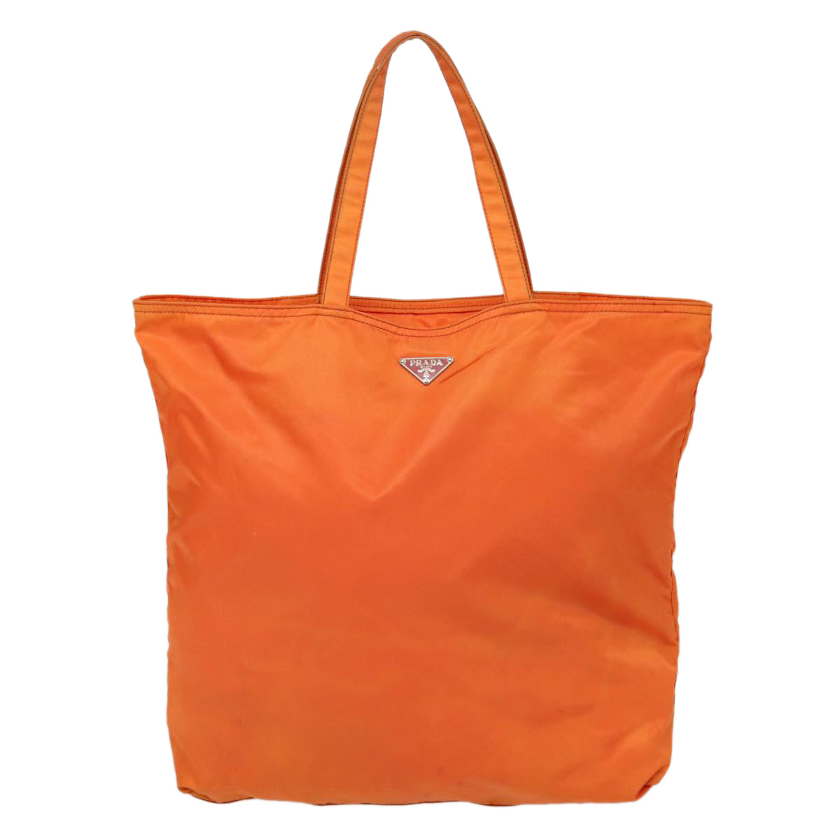 PRADA Tote Bag Nylon Orange Silver Auth