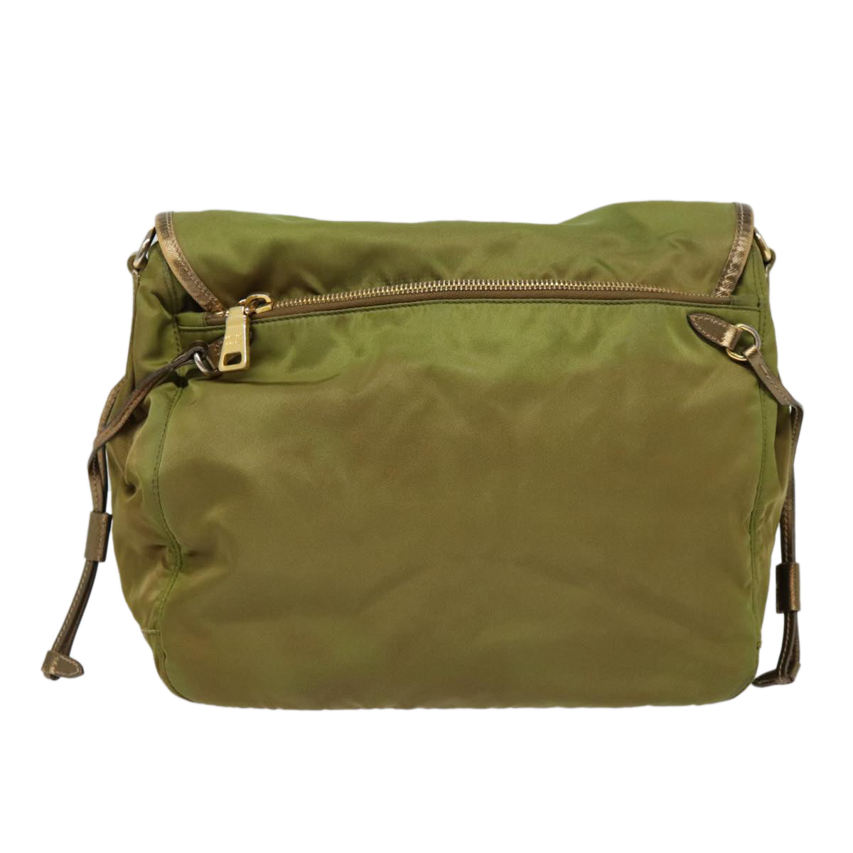 PRADA Shoulder Bag Nylon Khaki Gold Auth