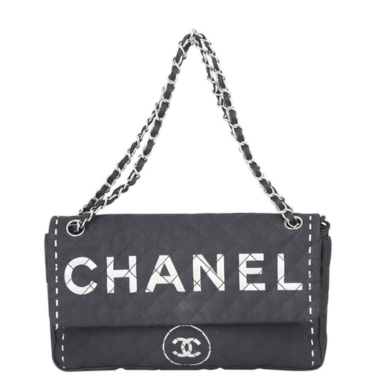 Chanel Quilted Textile Logo Flap Bag