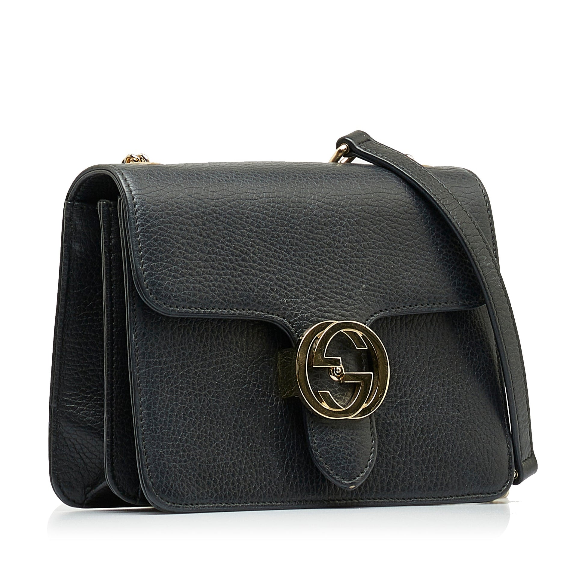 Gucci Interlocking G Black Calfskin Crossbody