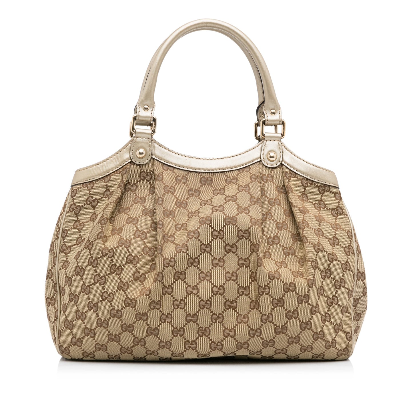 Gucci Sukey Brown Leather Canvas Tote Style 2