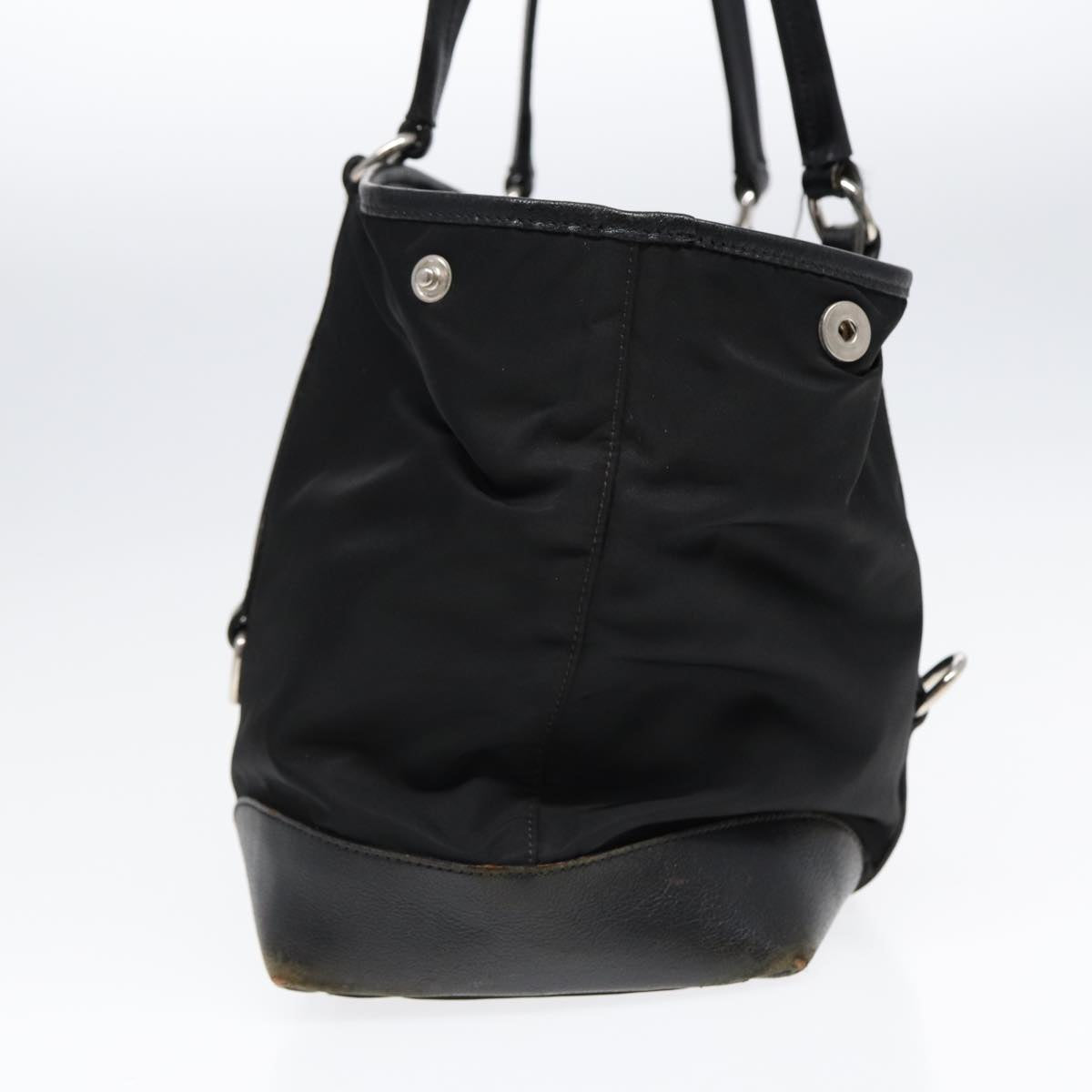 PRADA Tote Bag Nylon Black Silver Auth