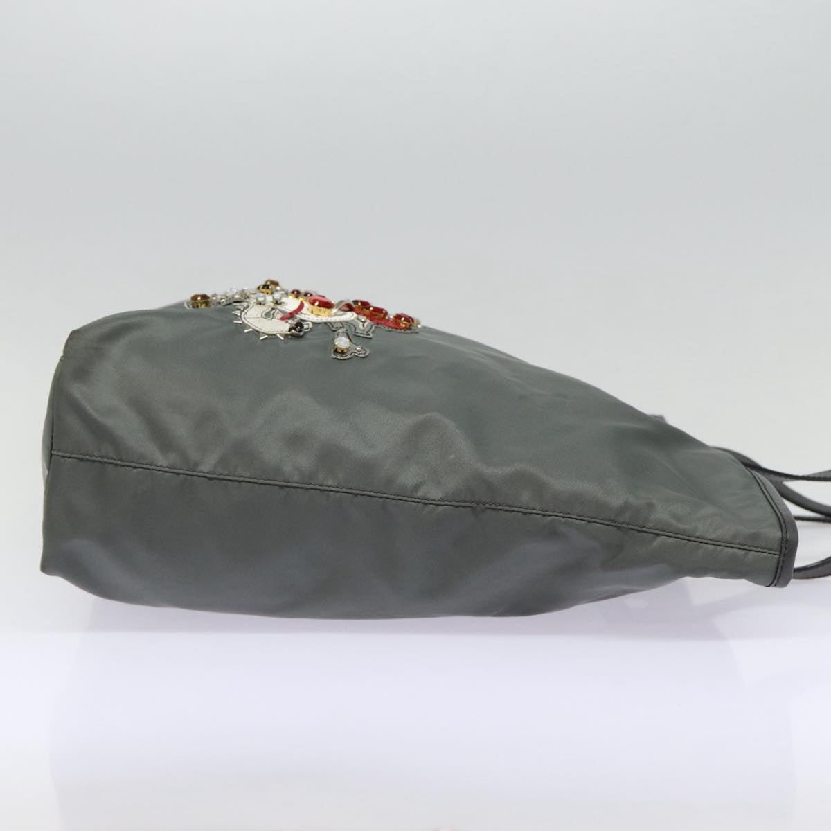 PRADA Tote Bag Nylon Gray Silver Auth
