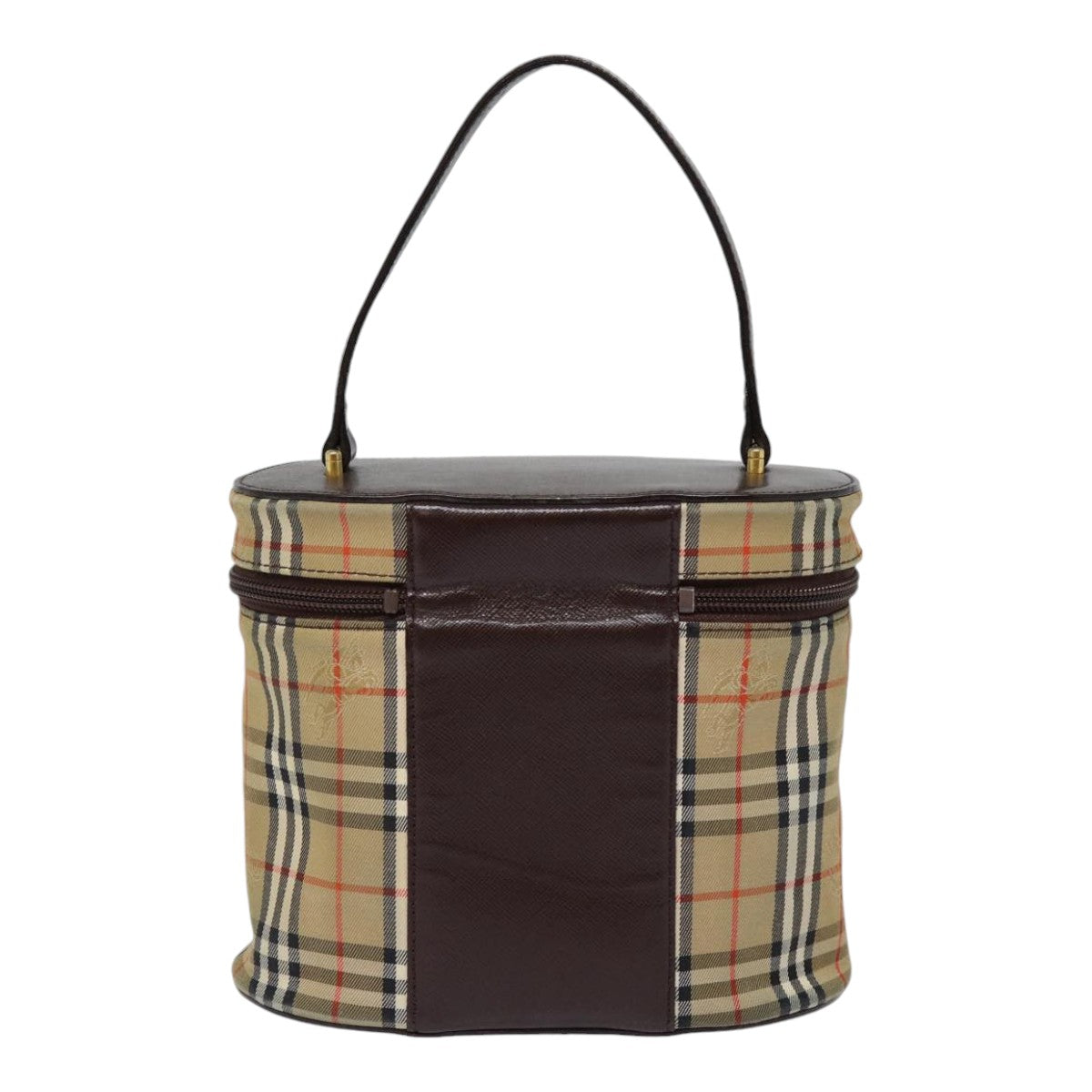 Burberry Nova Check Hand Bag Canvas Beige Gold Auth 88121