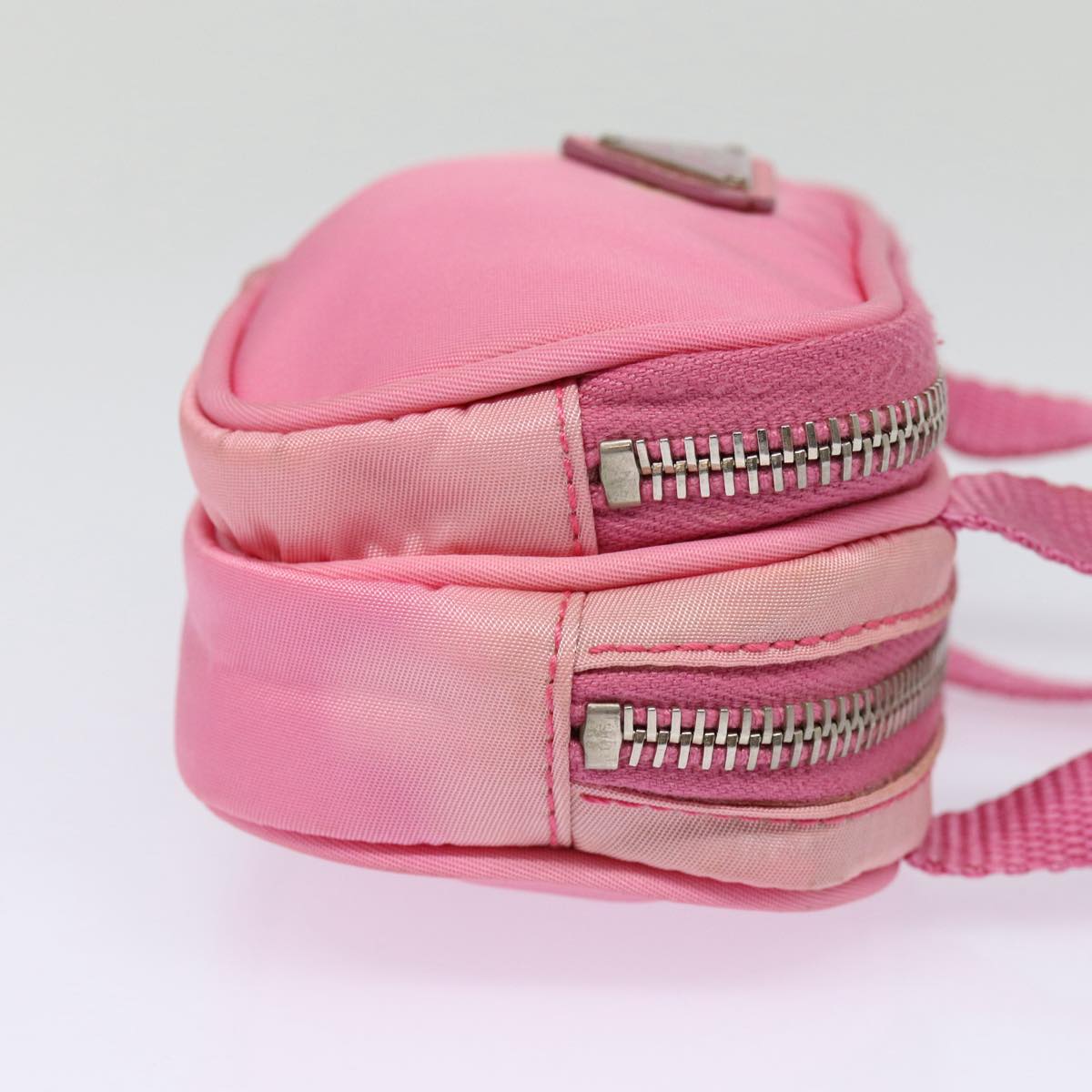 PRADA Mini Hand Bag Nylon Pink Silver Auth