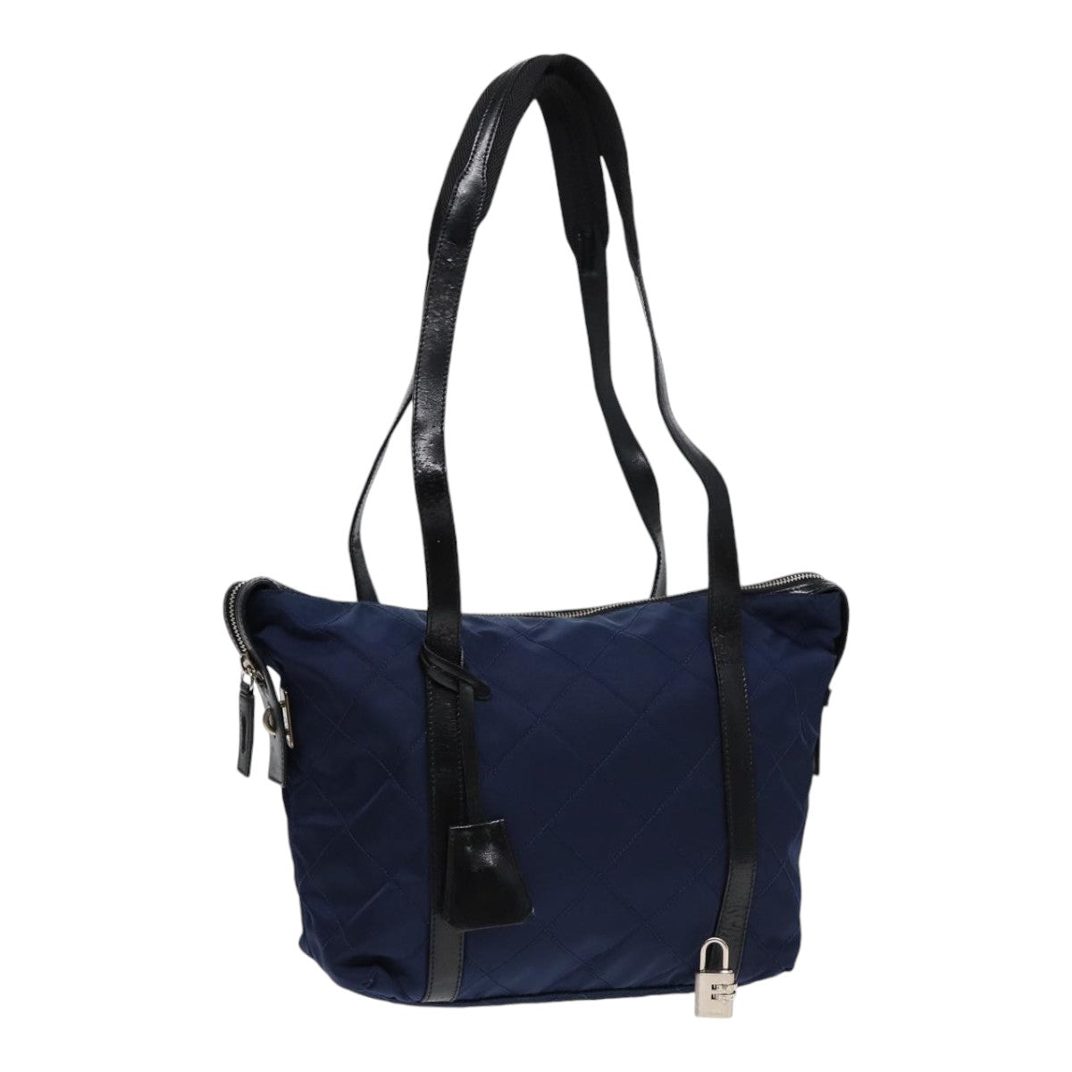 PRADA Shoulder Bag Nylon Navy Silver Auth