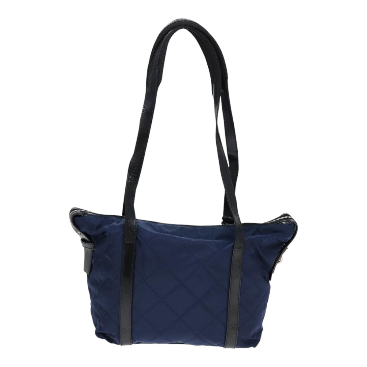 PRADA Shoulder Bag Nylon Navy Silver Auth