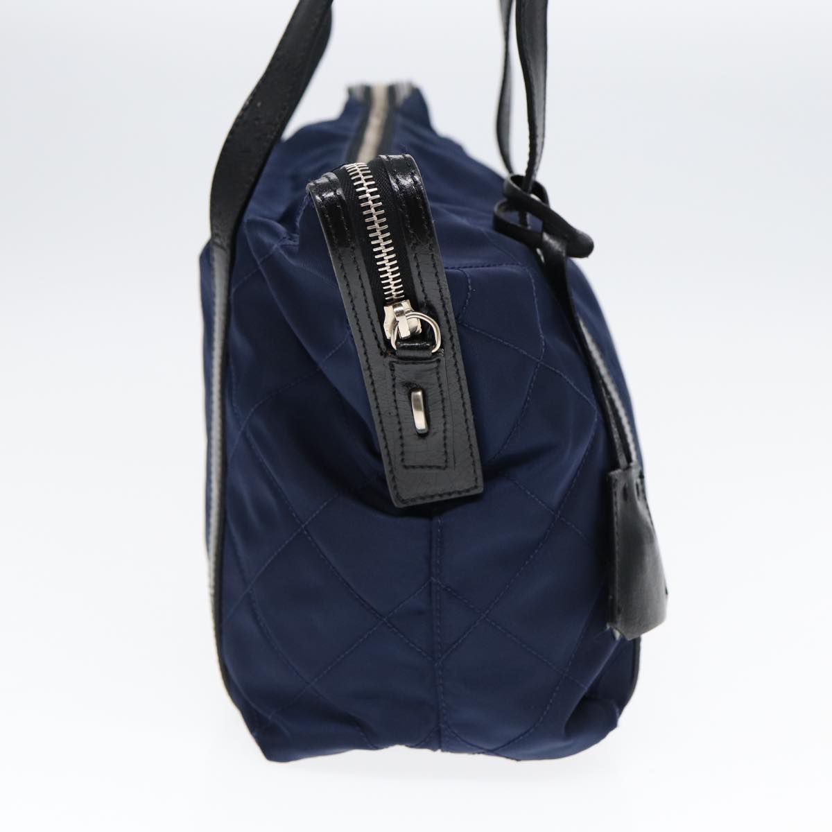 PRADA Shoulder Bag Nylon Navy Silver Auth