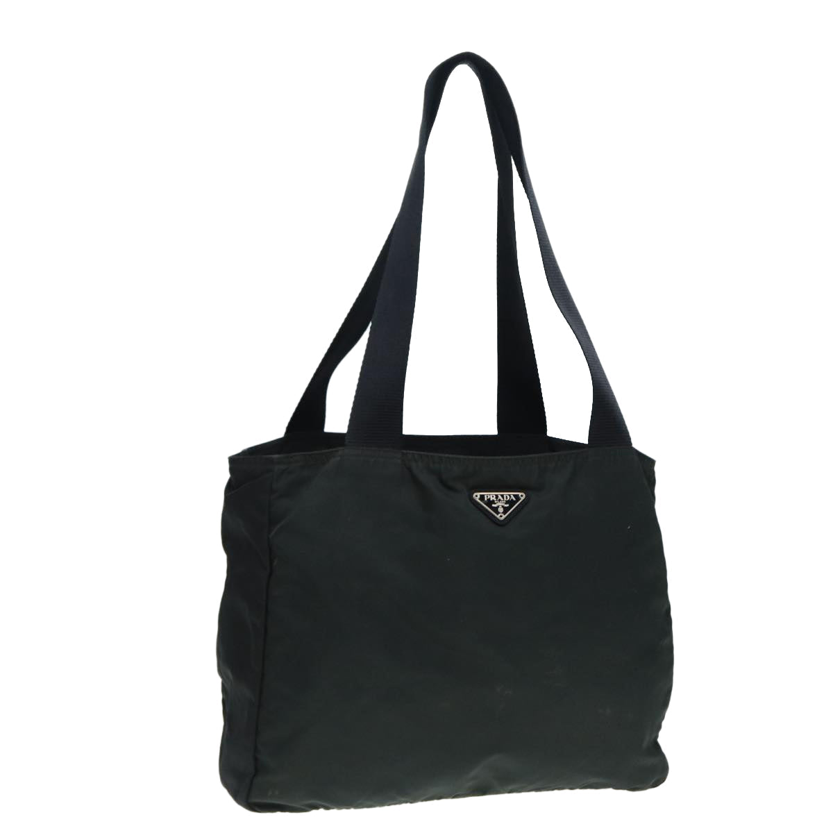 PRADA Tote Bag Nylon Khaki Silver Auth