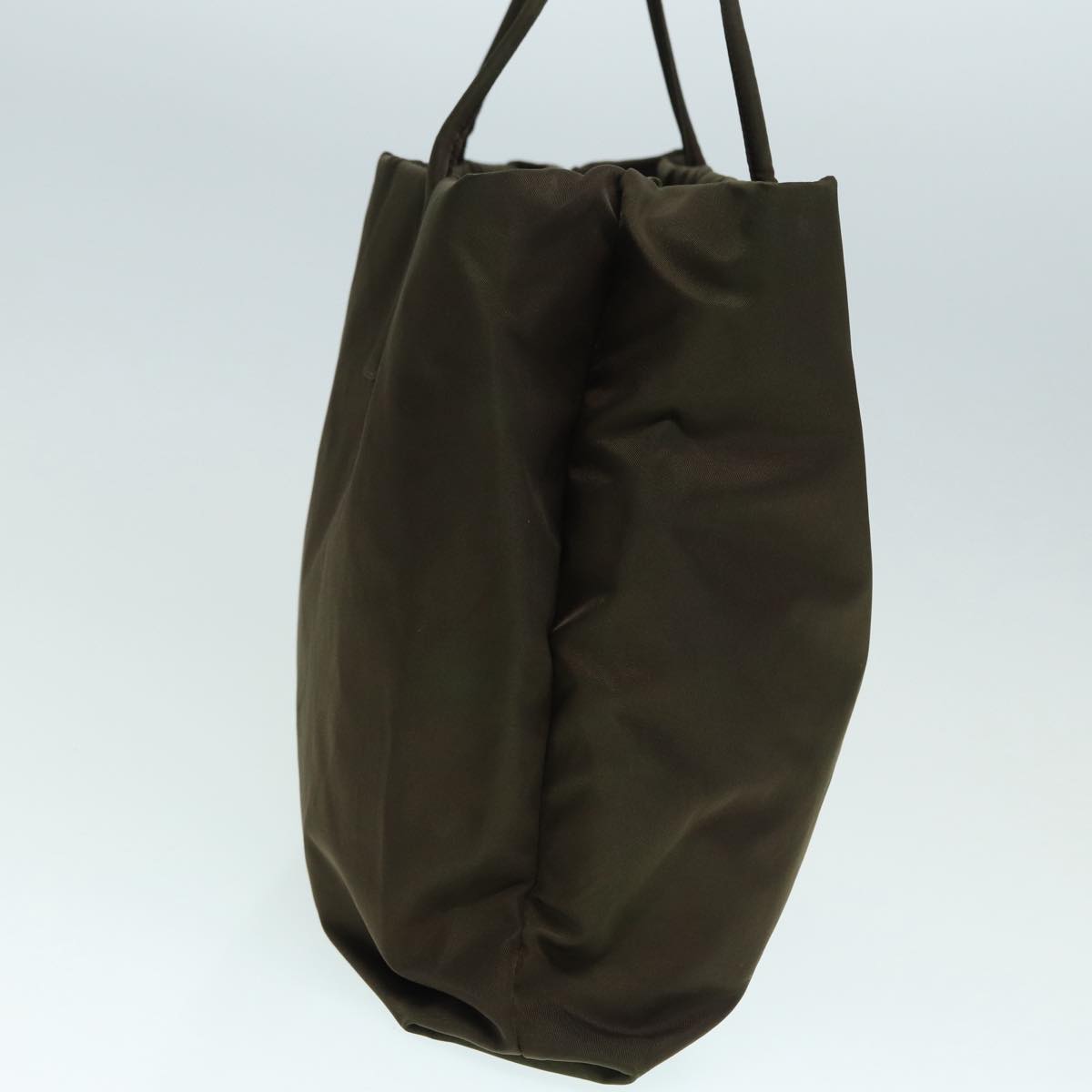 PRADA Hand Bag Nylon Khaki Silver Auth