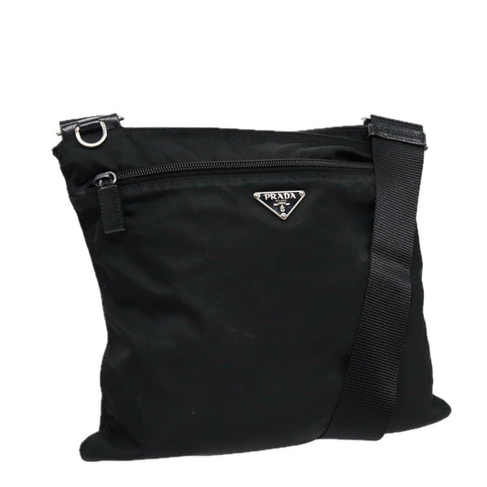 PRADA Shoulder Bag Nylon Black Silver Auth