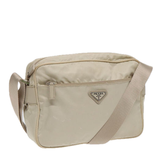 PRADA Shoulder Bag Nylon White Silver Auth
