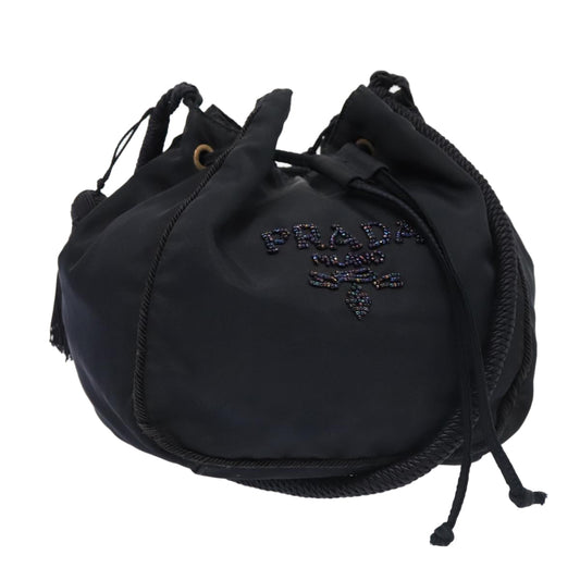 PRADA Shoulder Bag Nylon Navy Gold Auth
