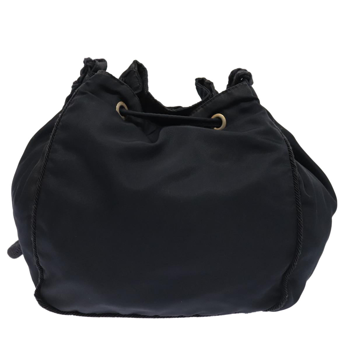 PRADA Shoulder Bag Nylon Navy Gold Auth