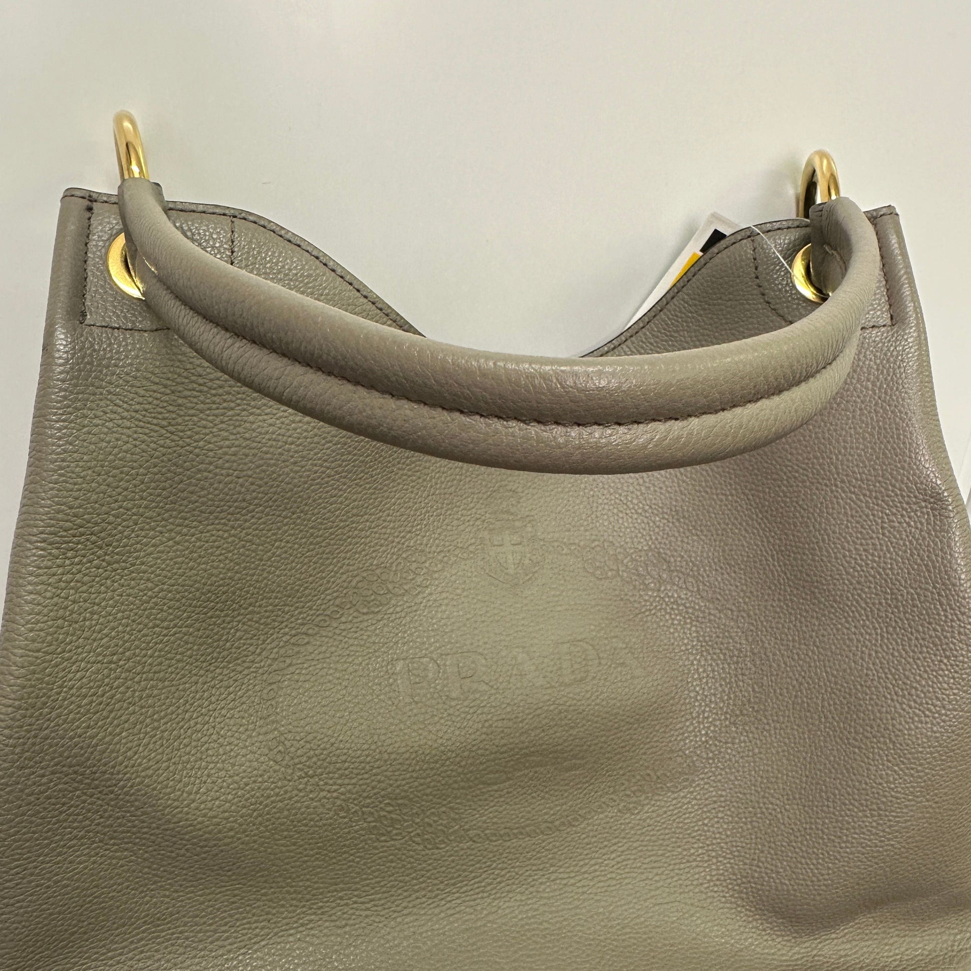 Prada | Bags | Prada Vitello Phenix Logo Hobo Taupe LB121102