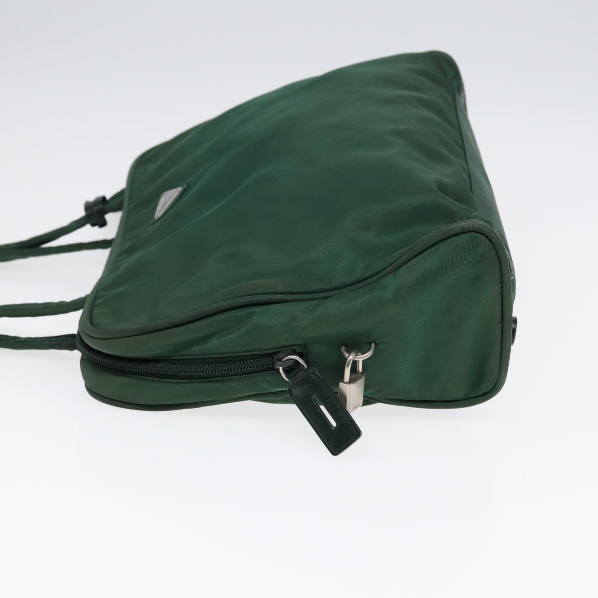 PRADA Tote Bag Nylon Khaki Silver Auth