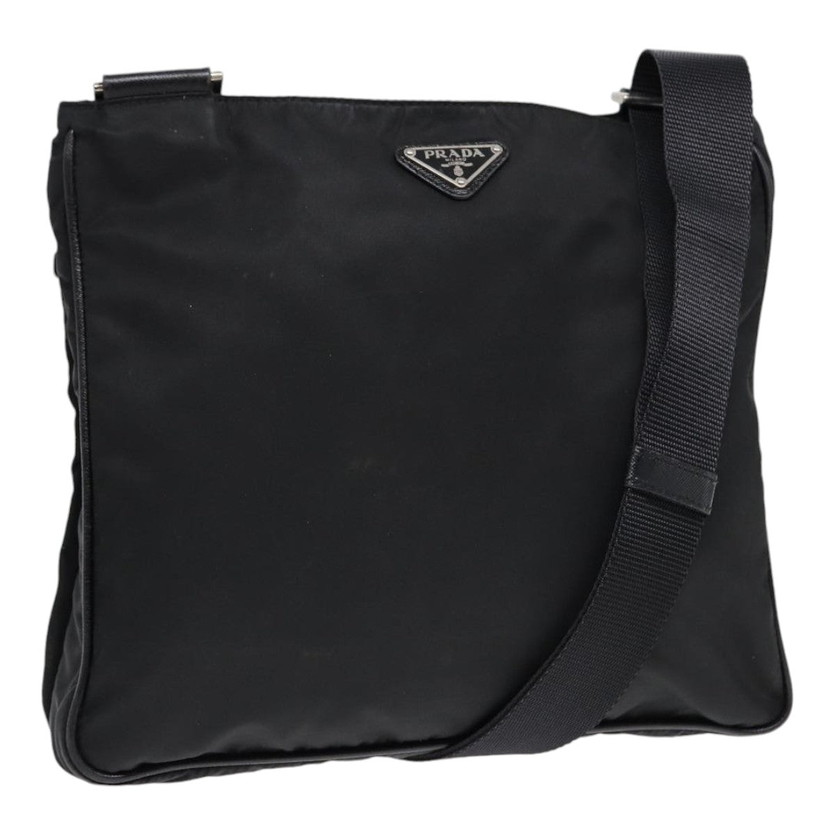 PRADA Shoulder Bag Nylon Black Silver Auth