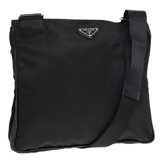PRADA Shoulder Bag Nylon Black Silver Auth