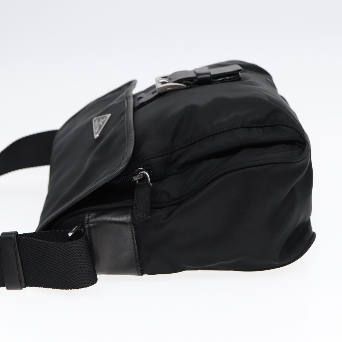 PRADA Shoulder Bag Nylon Black Silver Auth