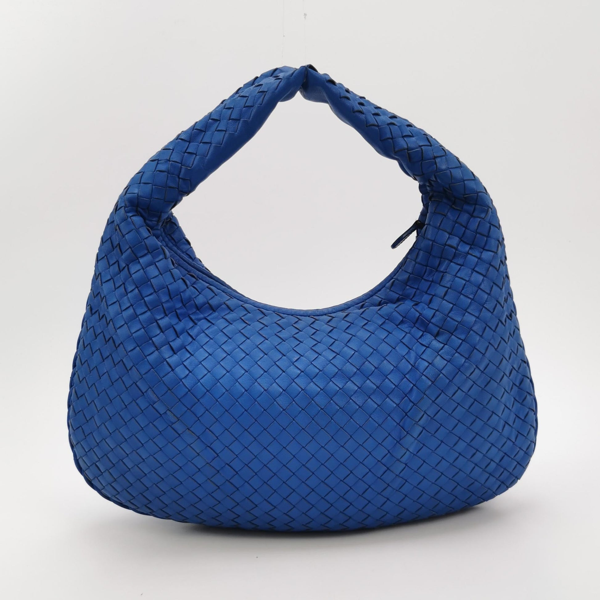 Bottega Veneta Hobo Bag Lambskin Leather Royal Blue 42cm Thick Shoulder Pad