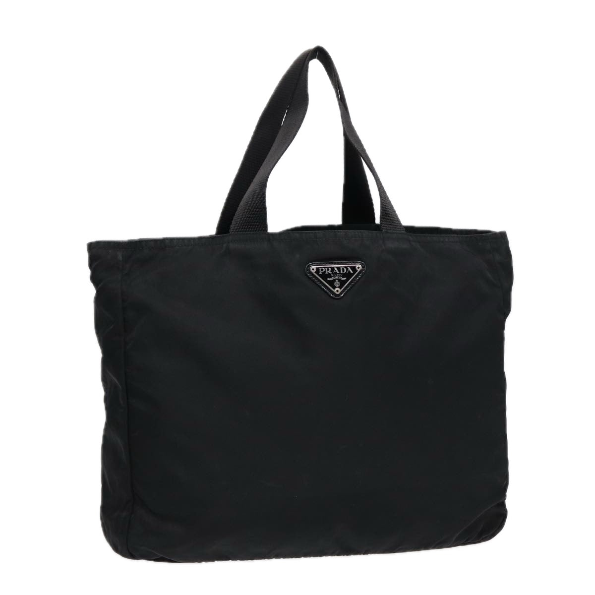 PRADA Hand Bag Nylon Black Silver Auth