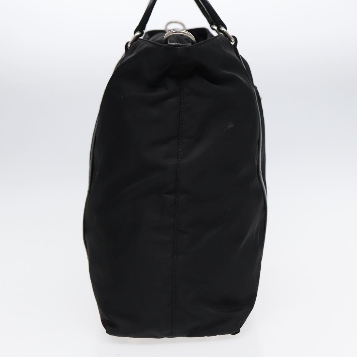 PRADA Hand Bag Nylon 2way Black Silver Auth