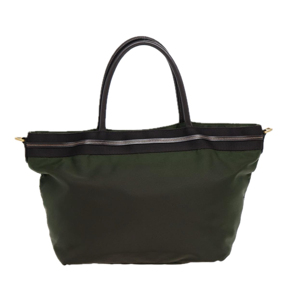 PRADA Hand Bag Nylon 2way Khaki Gold Auth