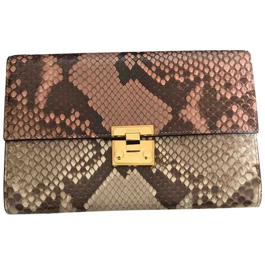 Gucci padlock beige python clutch bag
