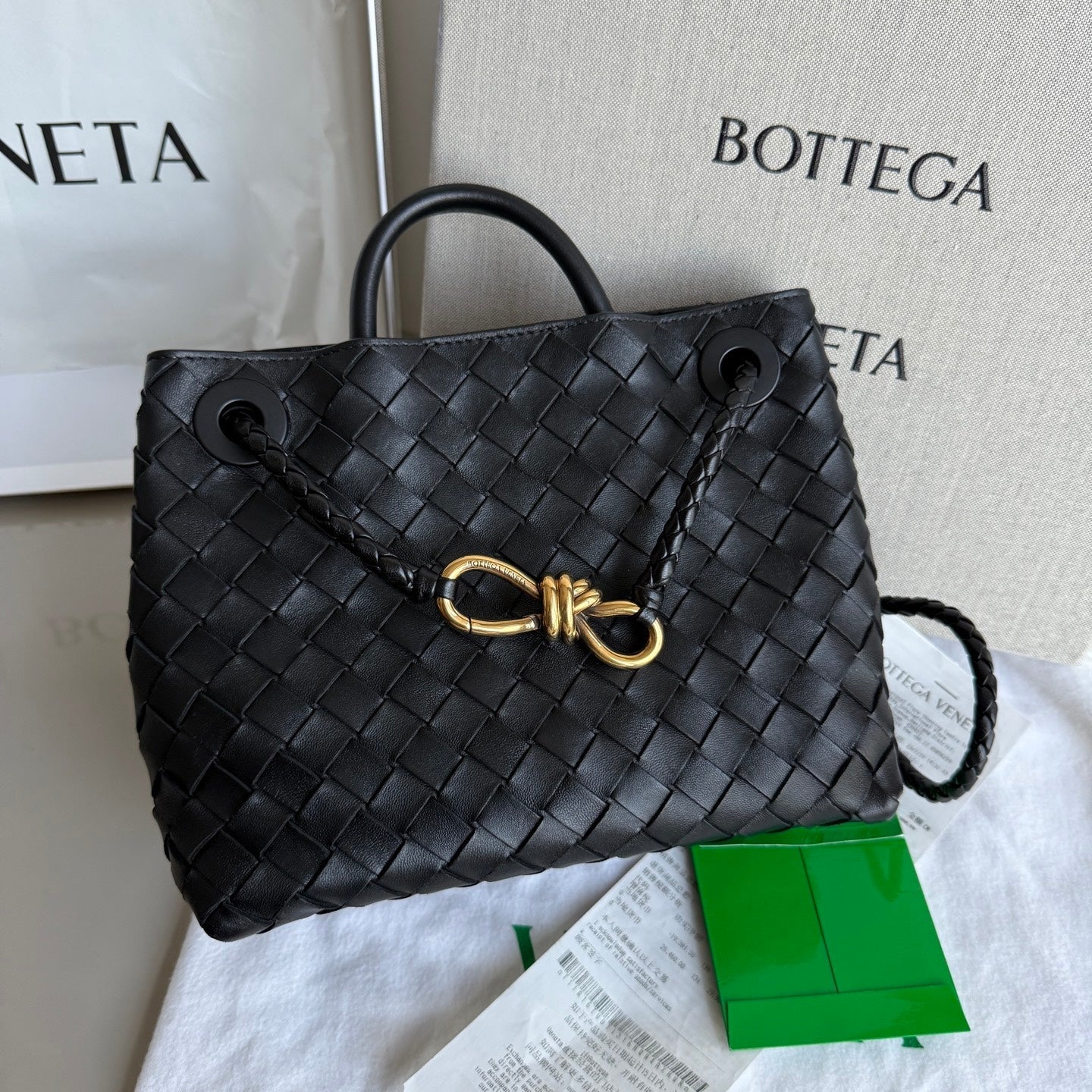 Bottega Veneta Small Andiamo Black Intrecciato Handbag 2023