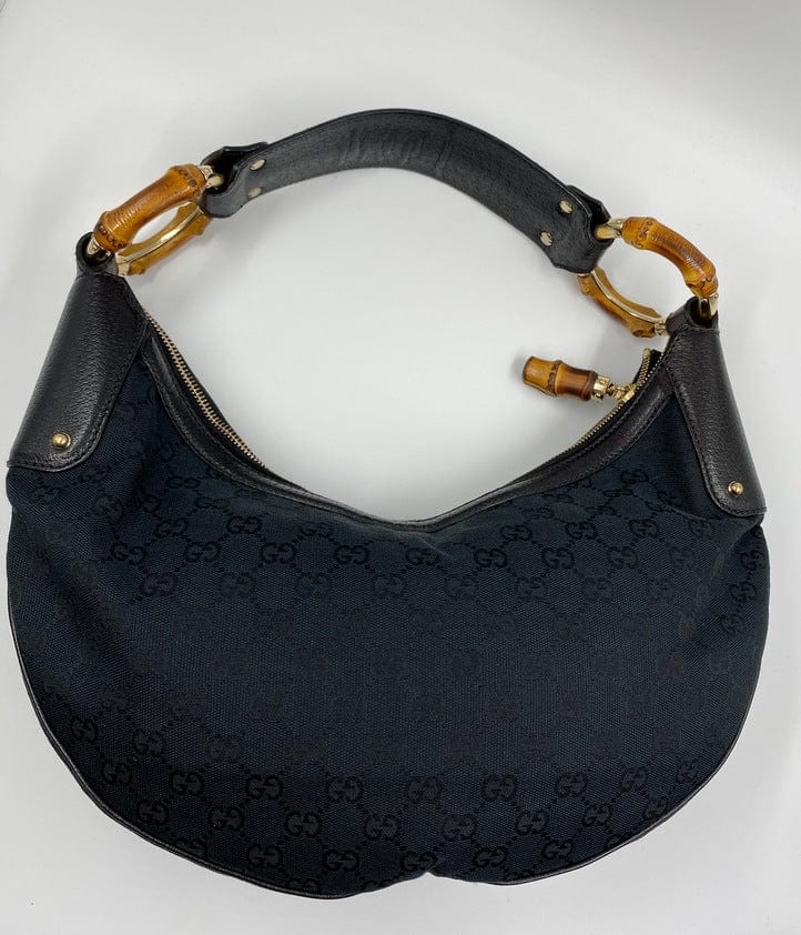 Gucci Bamboo Leather Canvas Shoulder Bag Style 5