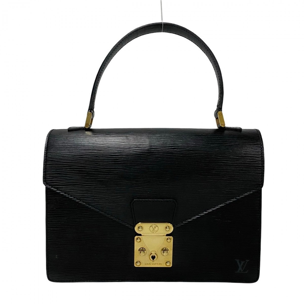 LOUIS VUITTON Handbag leather black Epi Concorde Women
