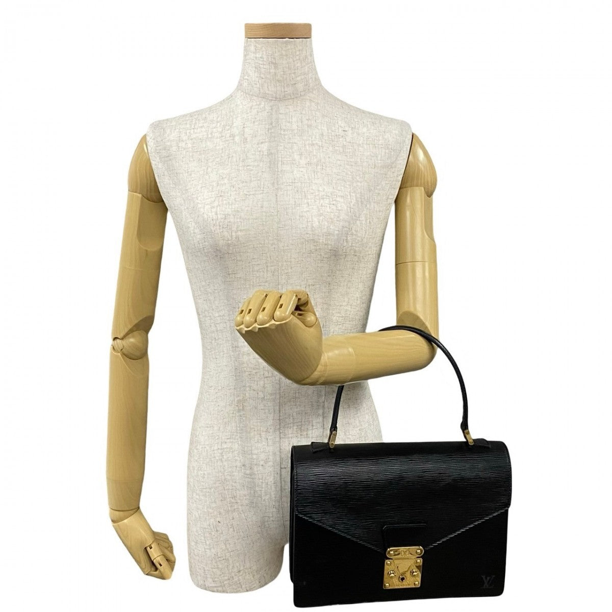 LOUIS VUITTON Handbag leather black Epi Concorde Women