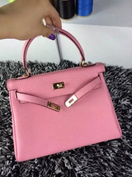 Luxury Hermes Kelly 25cm Togo Leather Bag Pink Gold