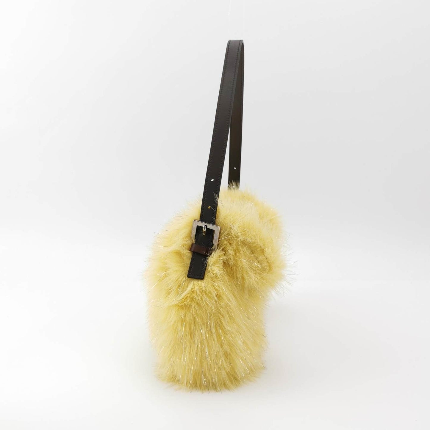 Fendi Baguette Yellow Furry Shoulder Bag