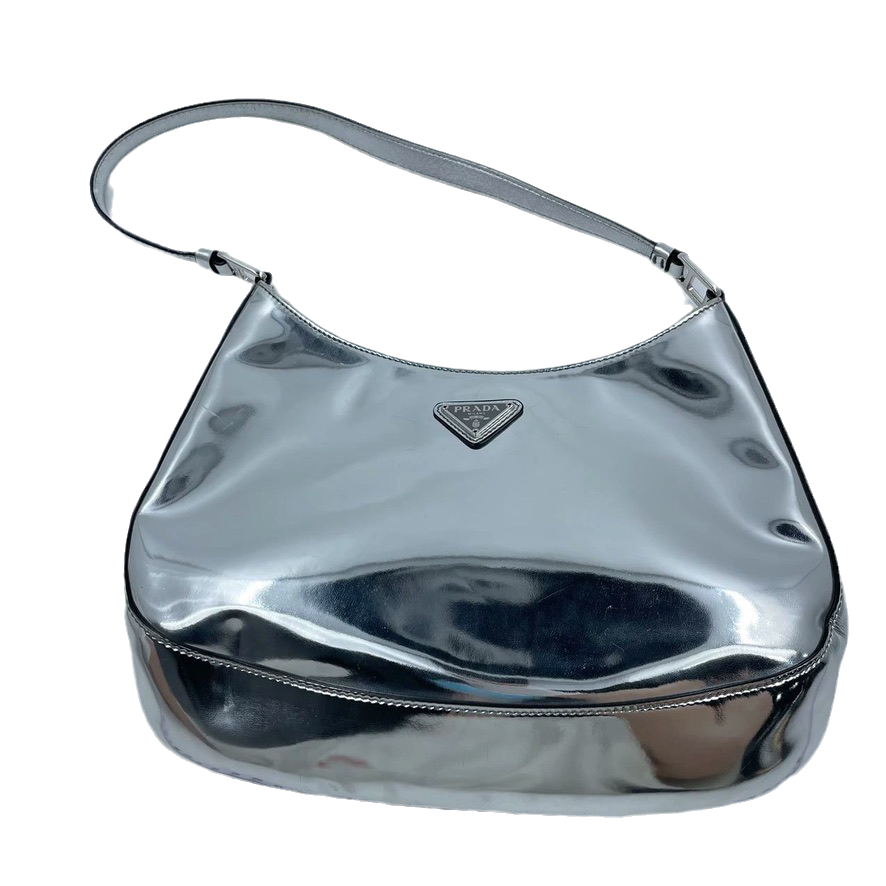 Prada Cleo Silver leather shoulder bag