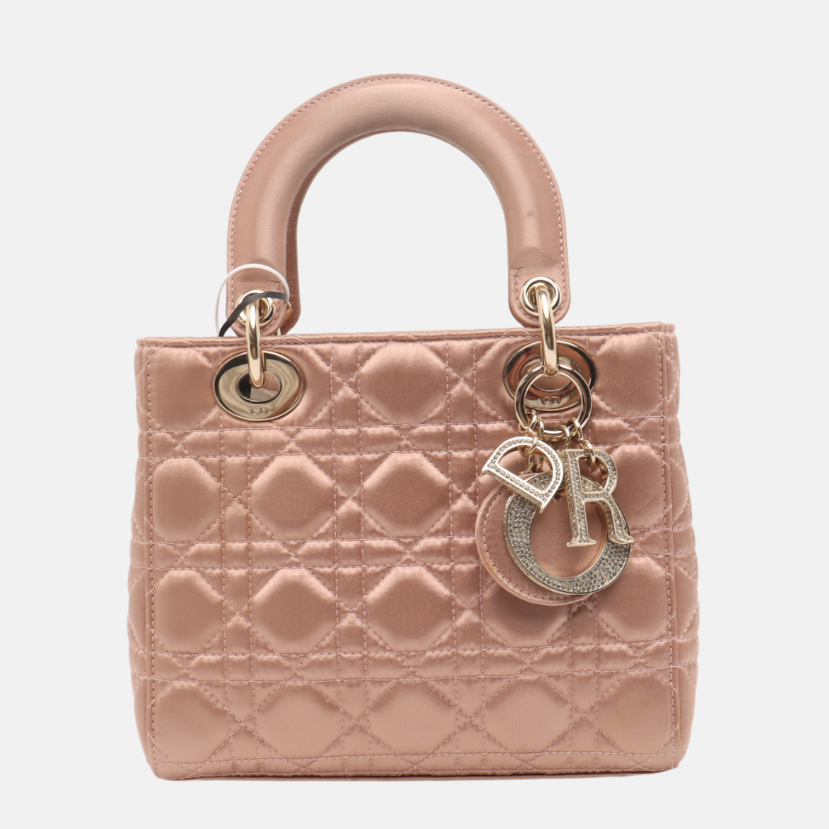 Lady Dior Small My AbcDior Beige Silk Handbag Crystal Charms