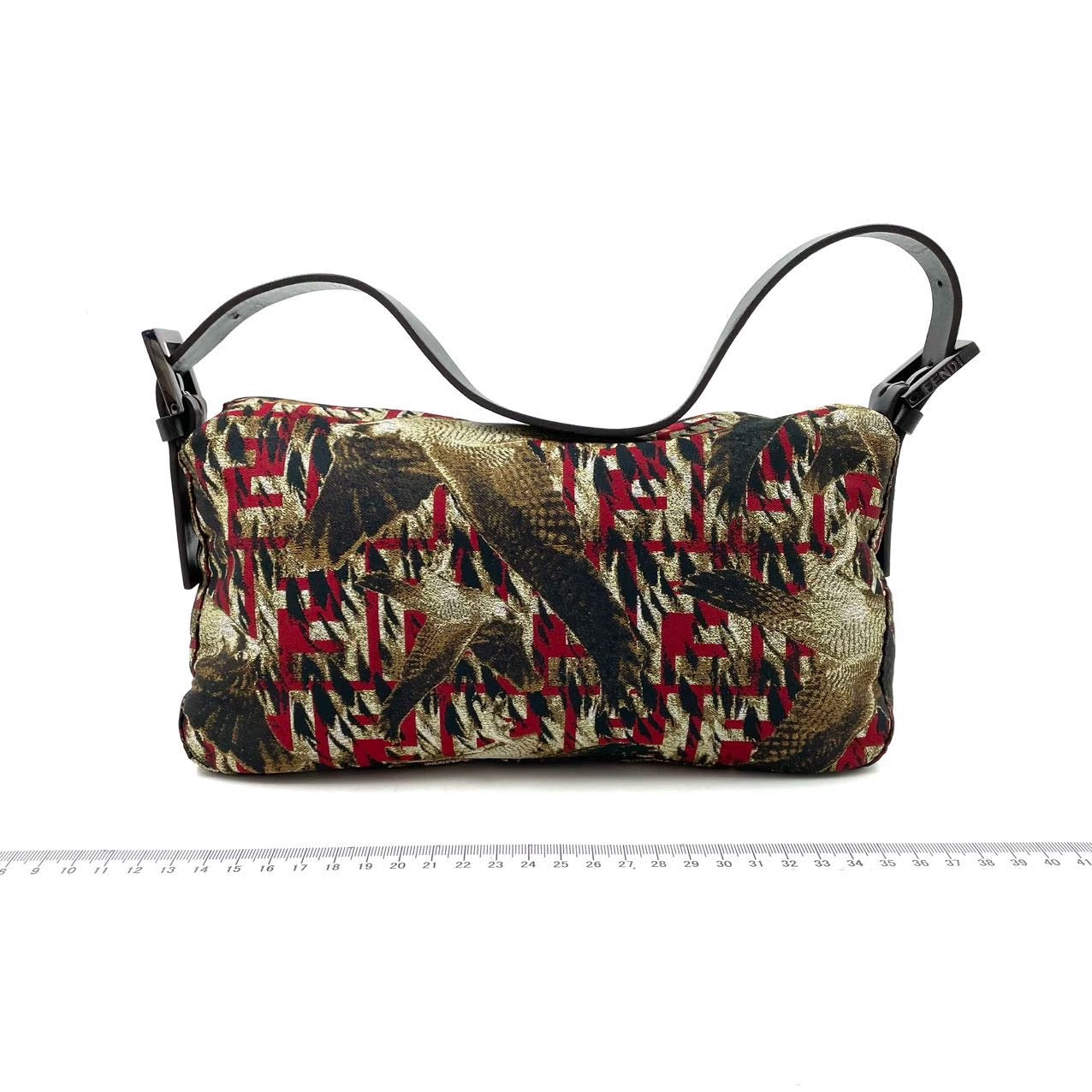FENDI Baguette Bird Printed Multicolor Canvas Shoulder Bag