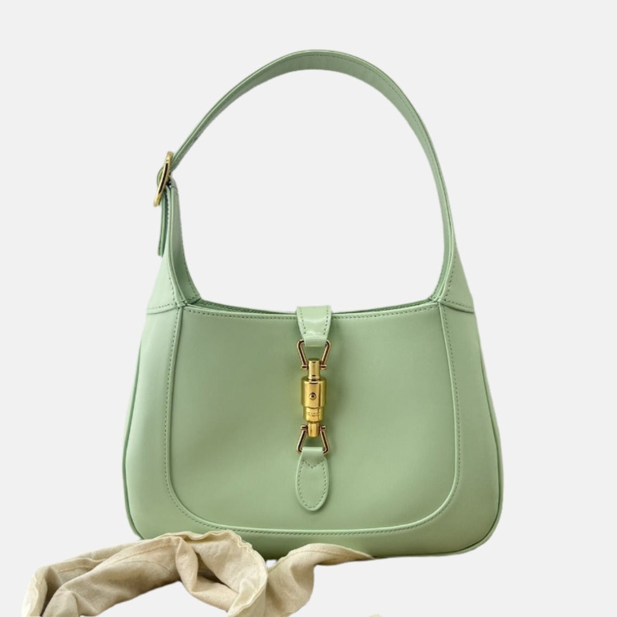 Gucci Jackie 1961 Light Green Leather Bag Small with Adjustable Strap