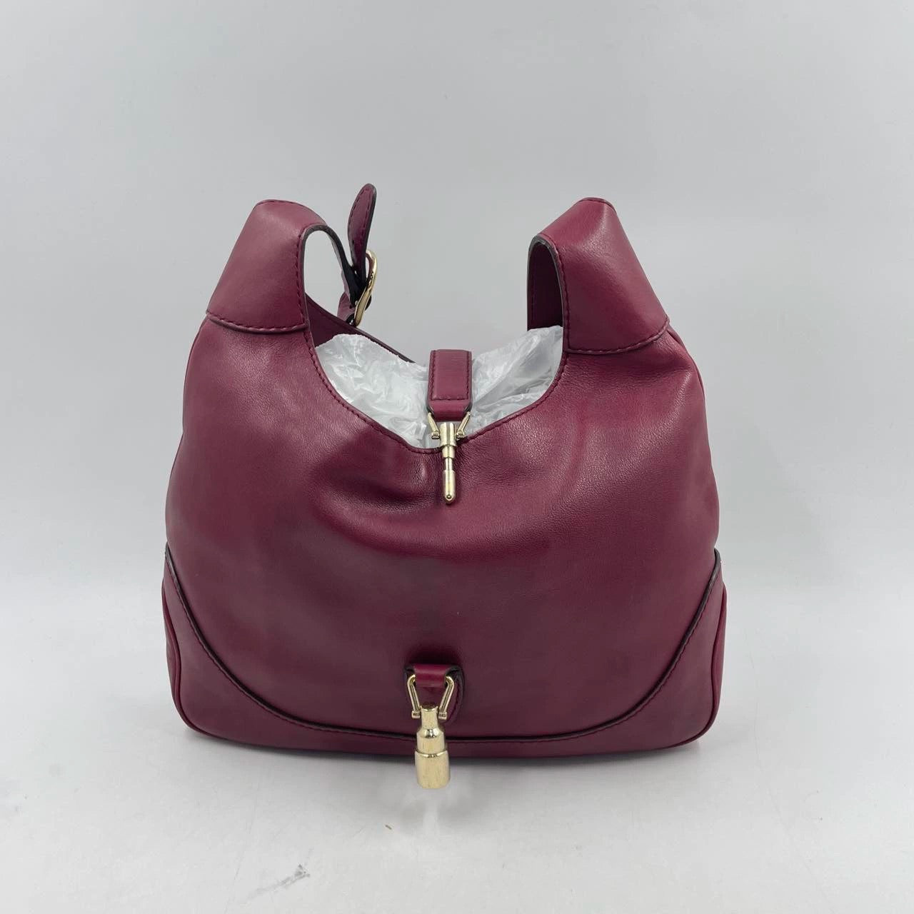Gucci Jackie 1961 Soft Medium Leather Bag Burgundy Red
