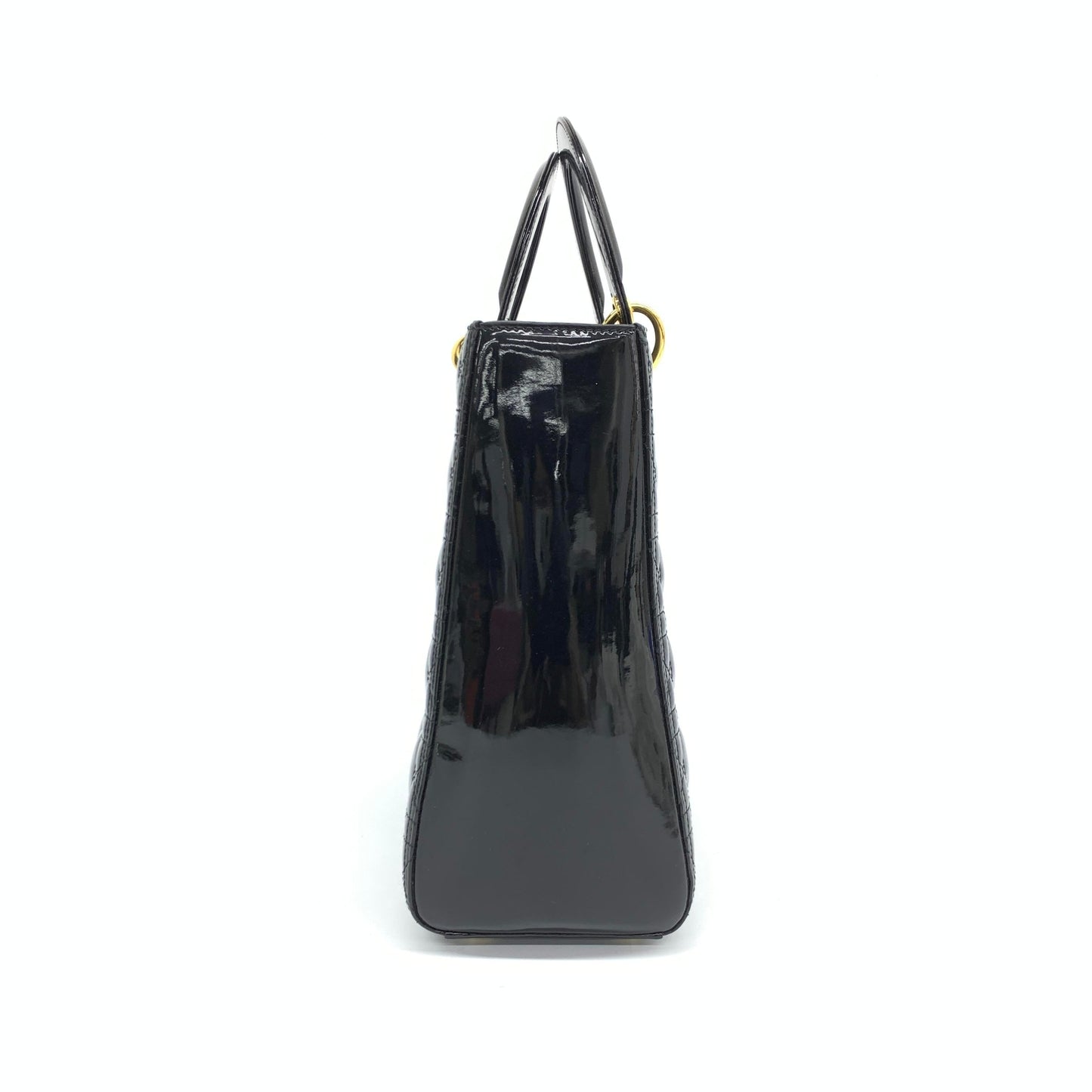 Lady Dior Large Bag Black Patent Leather Gold Hardware