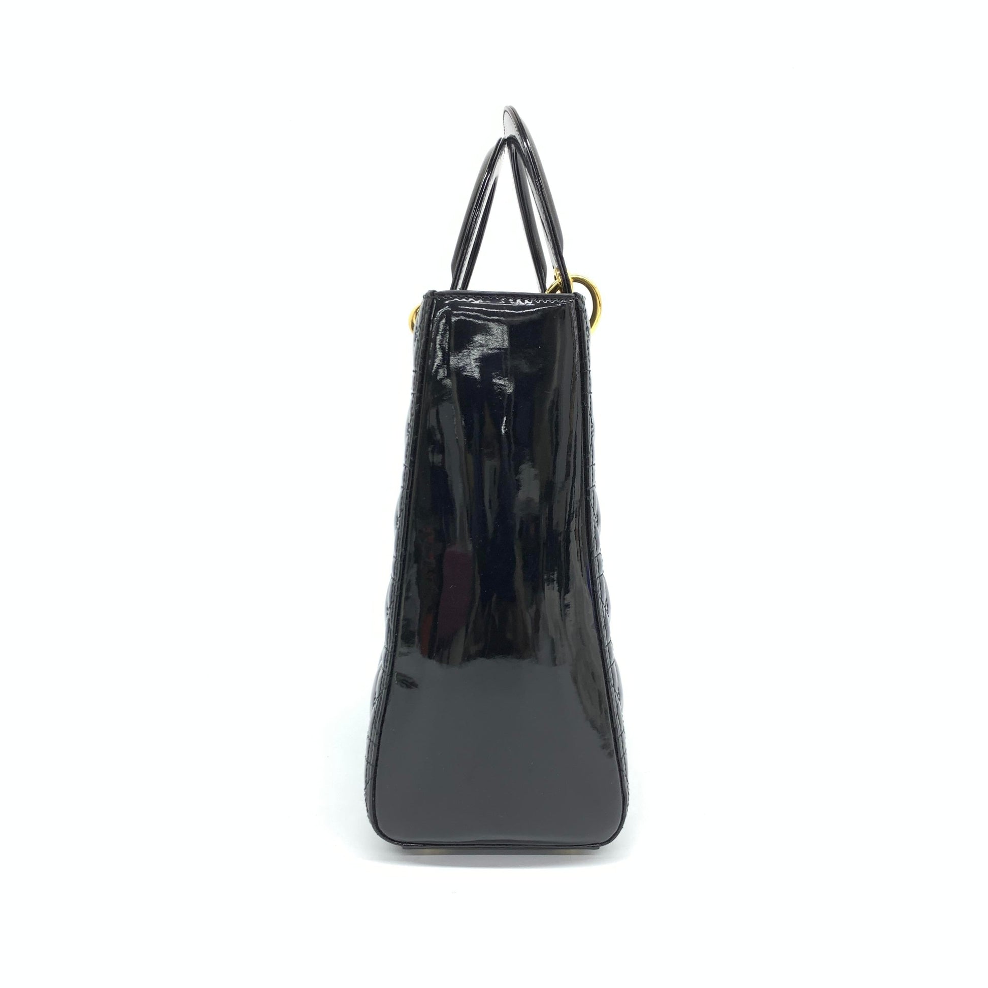 Lady Dior Large Bag Black Patent Leather Gold Hardware