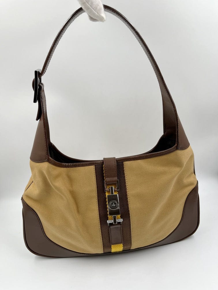 Gucci Jackie Leather Canvas Shoulder Bag Style 27