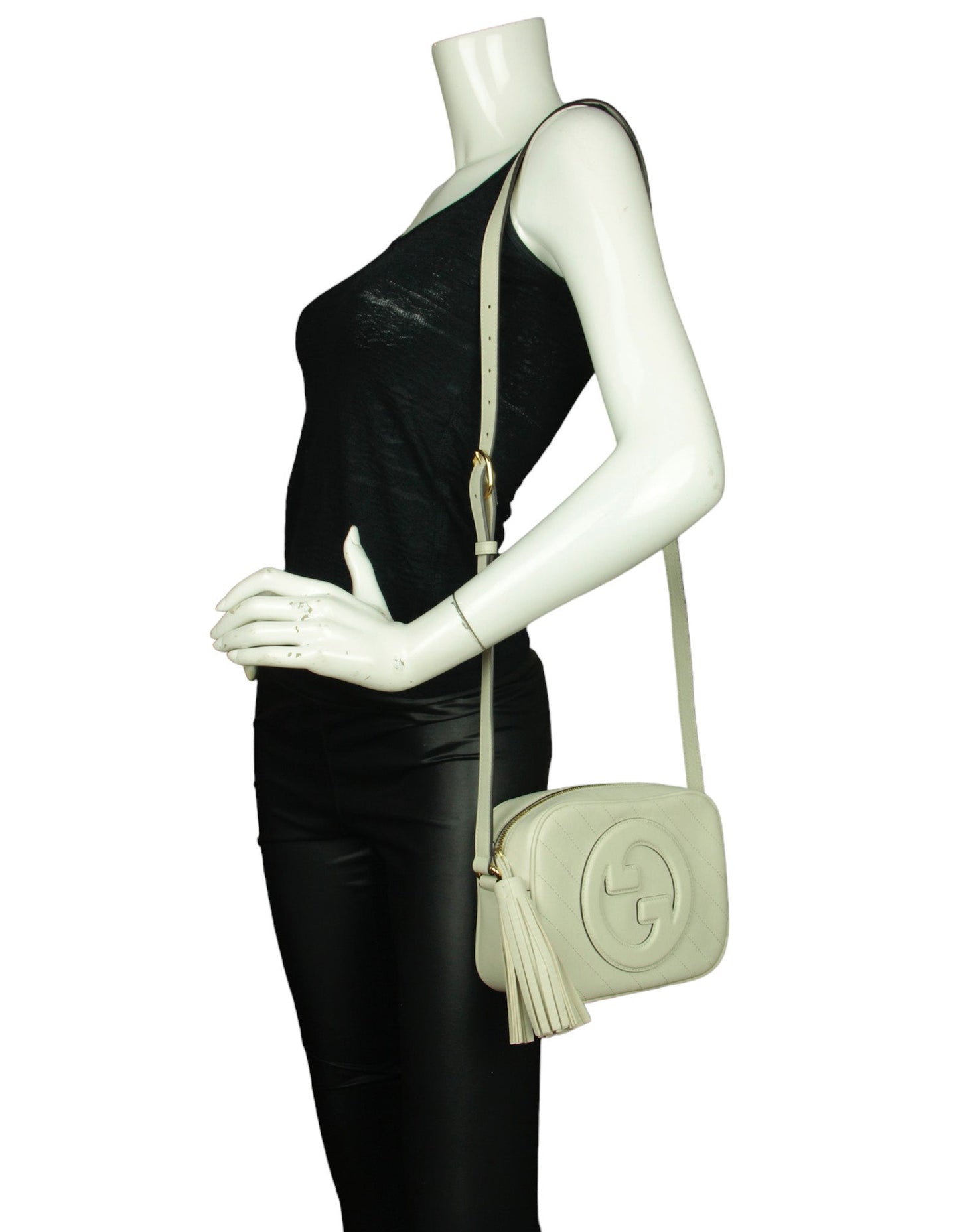 Gucci White Leather Small Blondie Crossbody Bag