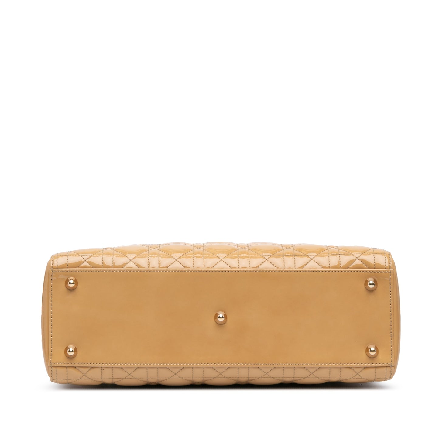 Brown Dior Large Patent Cannage Lady Dior Satchel