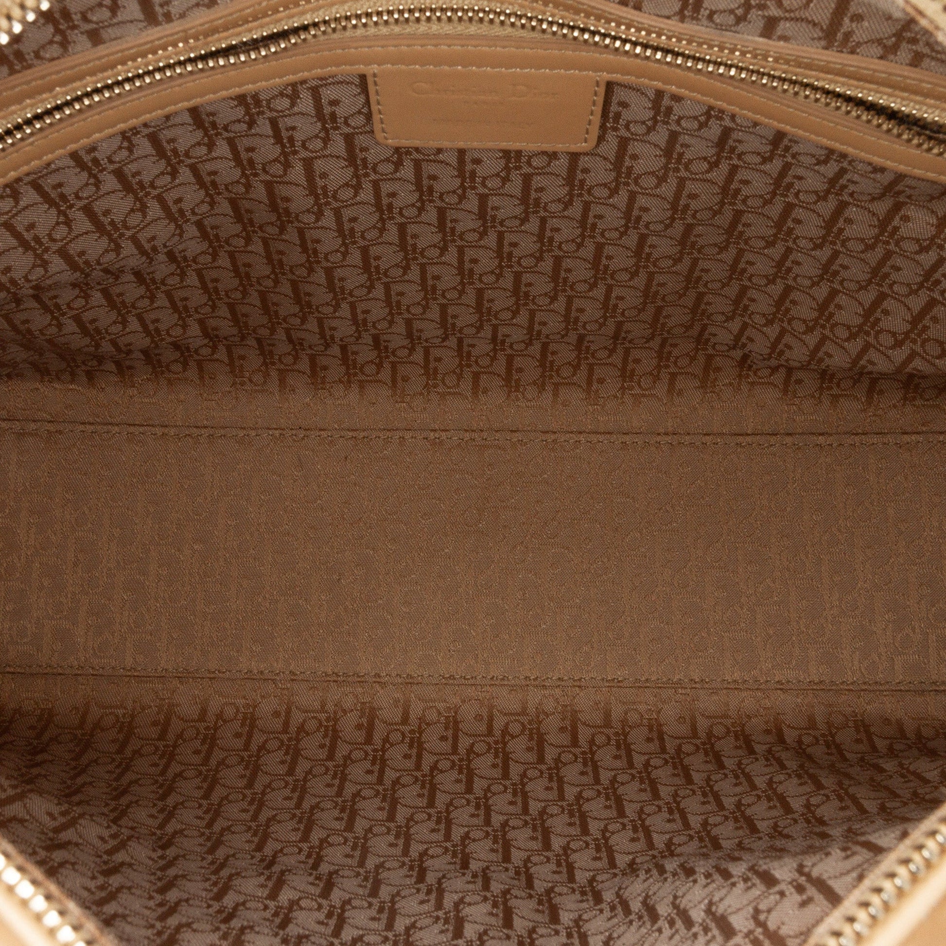 Brown Dior Large Patent Cannage Lady Dior Satchel