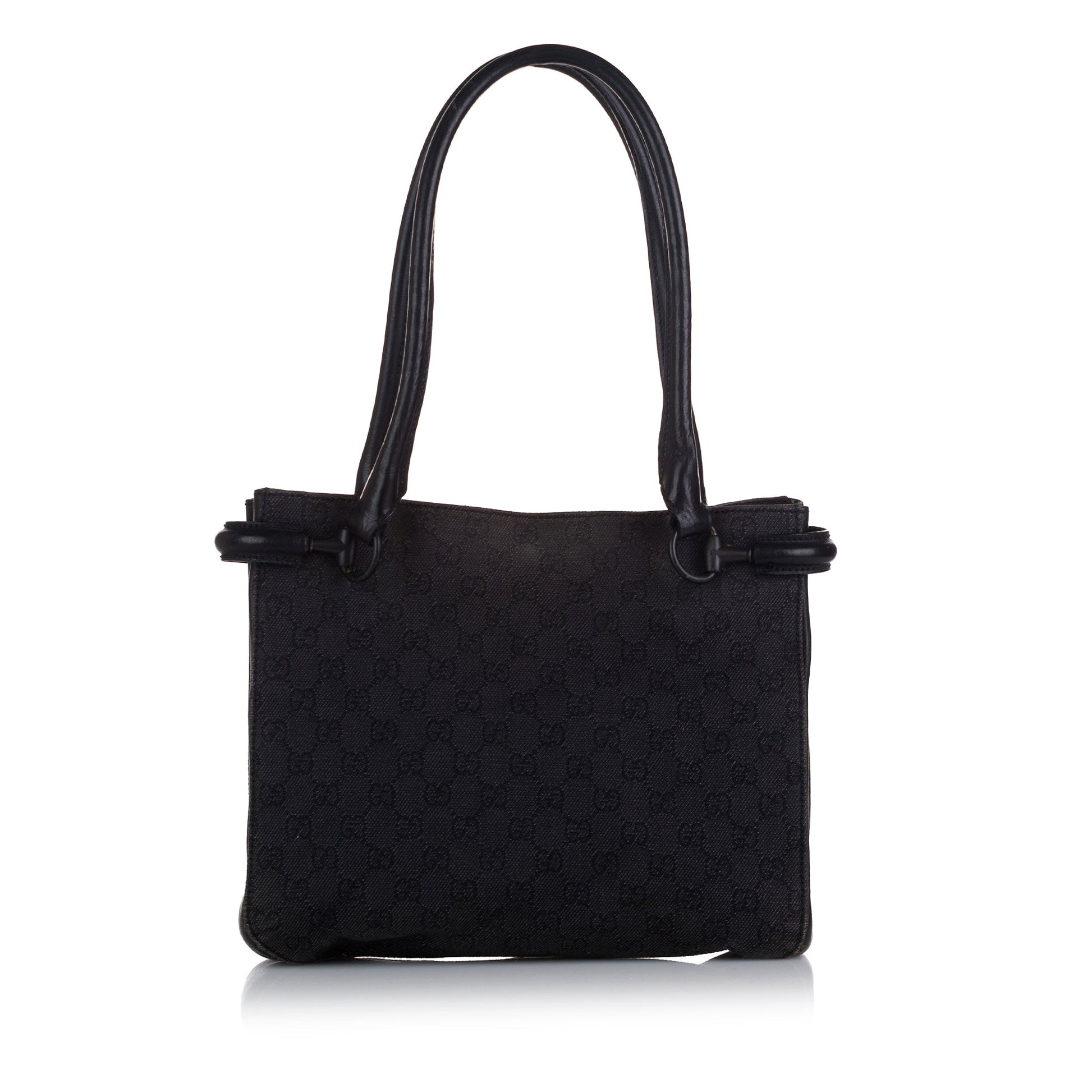 Gucci Black Leather Canvas Tote Style 31